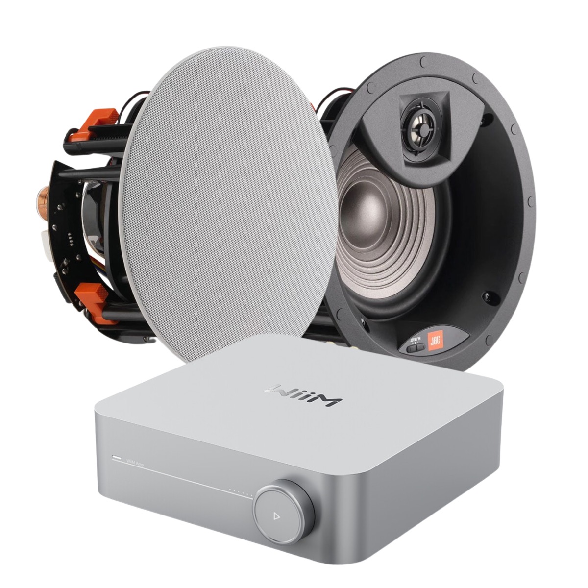 WiiM Amp (Silver) + 2 x JBL Studio 2 6IC In-Ceiling Speakers