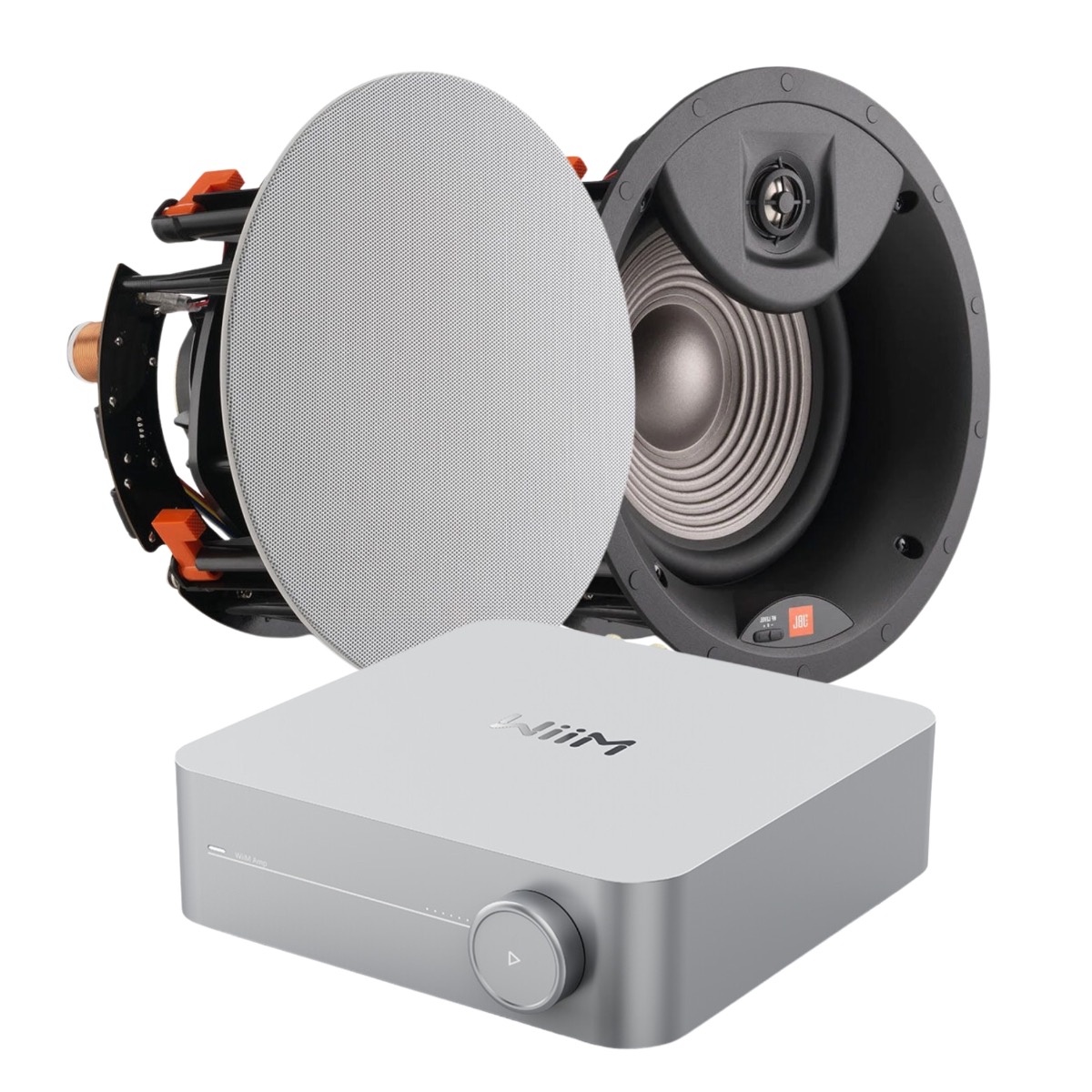 WiiM Amp (Silver) + 2 x JBL Studio 2 8IC In-Ceiling Speakers