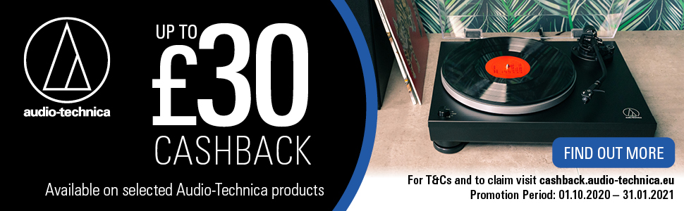 Audio-Technica Promotion: Up to £30 Cashback on Selected Turntables & Headphones
