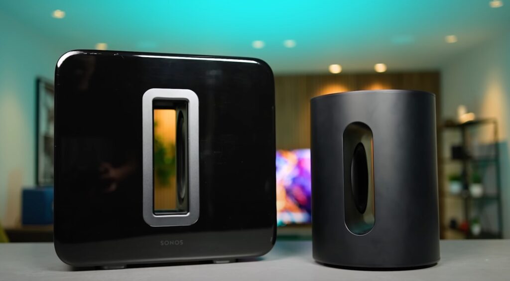 Sonos Sub Gen 3 and Sonos Sub Mini side by side
