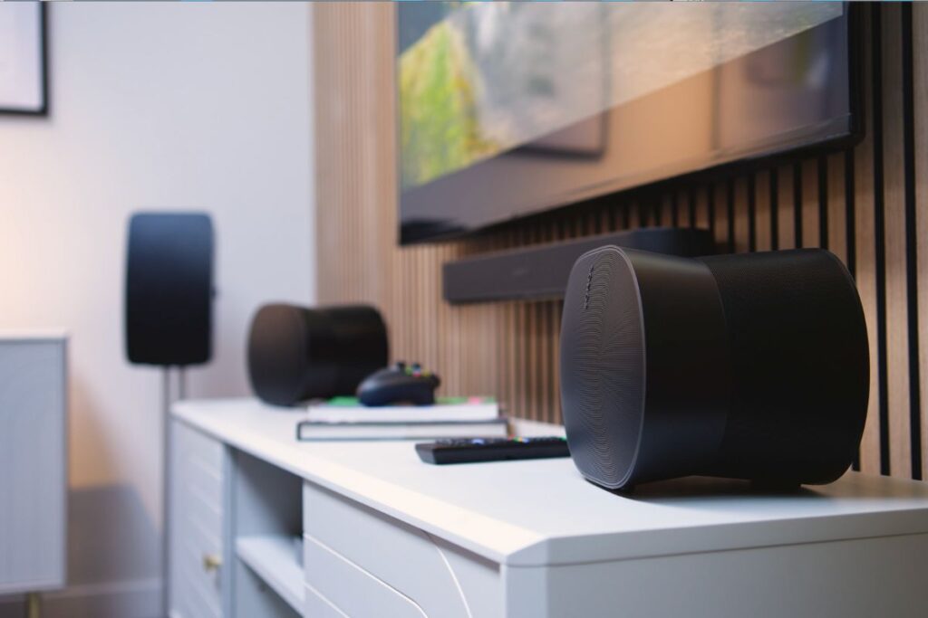 Angled shot of Sonos Era 300 stereo pair