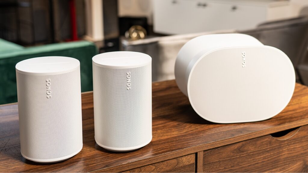Sonos Era 100 and Era 300 side by side