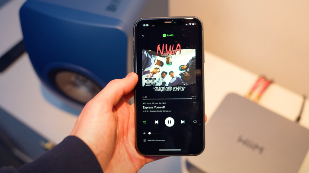 WiiM Home App being used to play Spotify